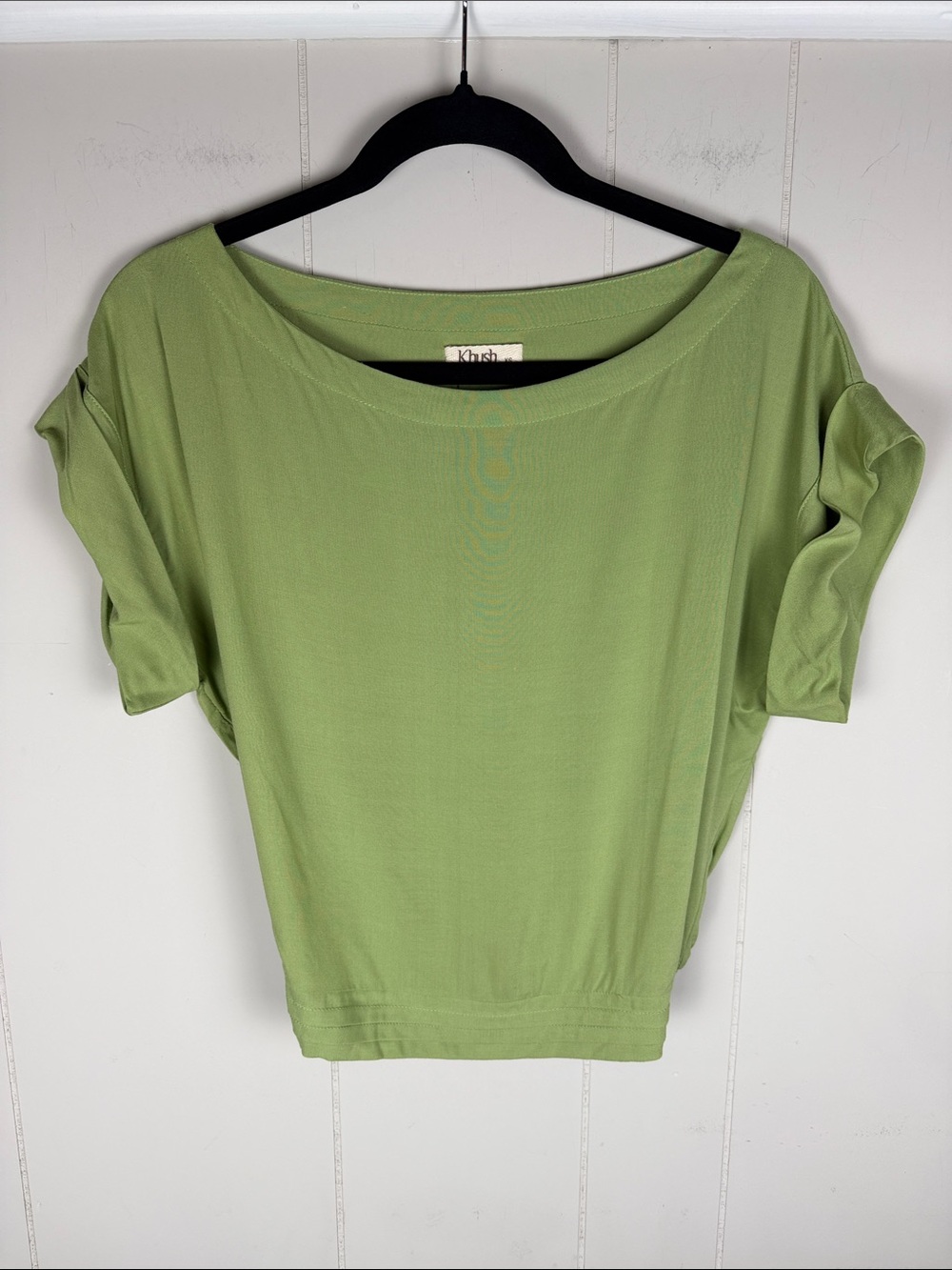 Khush Boatneck Top Relaxed Sleeve Rolled Cuffs Cinched Banded Hem Size XS